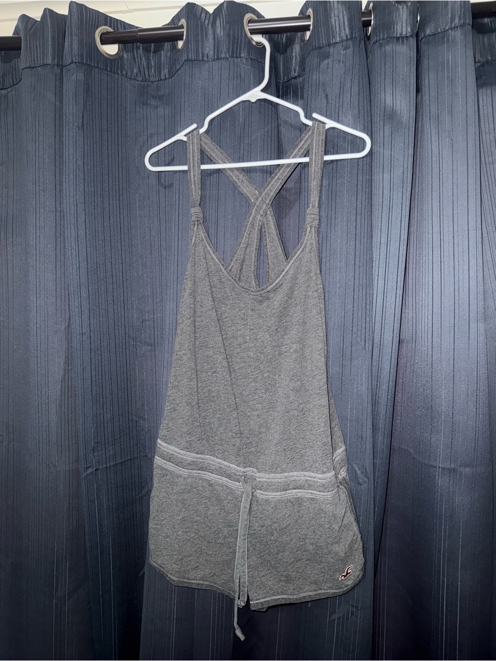 Hollister Gray Criss Cross Romper Size L Y2K Casual